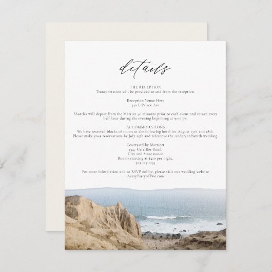 MONTAUKビーチニューヨーク海詳細挿入カード 招待状 (正面/裏面)