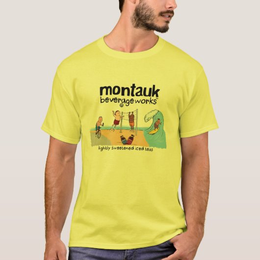 Montauk BeverageWorks -ビーチおよび凍らされた茶 Tシャツ (正面)