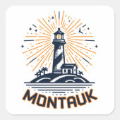 Montauk Point New York Lighthouse Sunrise スクエアシール (正面)