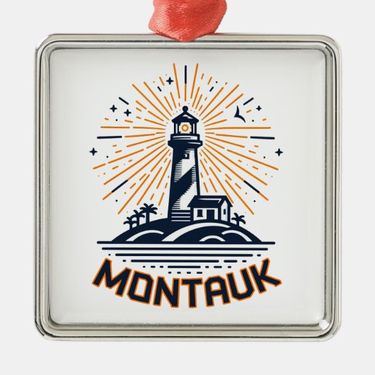 Montauk Point New York Lighthouse Sunrise メタルオーナメント (正面)
