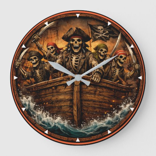 Montauk Salvage Co Pirate Clock ラージ壁時計 (正面)
