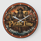 Montauk Salvage Co. Pirate Time Wall Clock ラージ壁時計 (正面)
