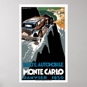 Monte Carlo 1930 Automobile Vintage Ad Art Poster ポスター