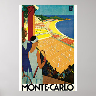Monte-Carlo Art Deco Tennis Poster ポスター