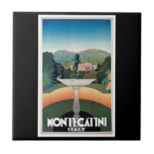 Montecatiniのイタリアのヴィンテージ旅行ポスター タイル