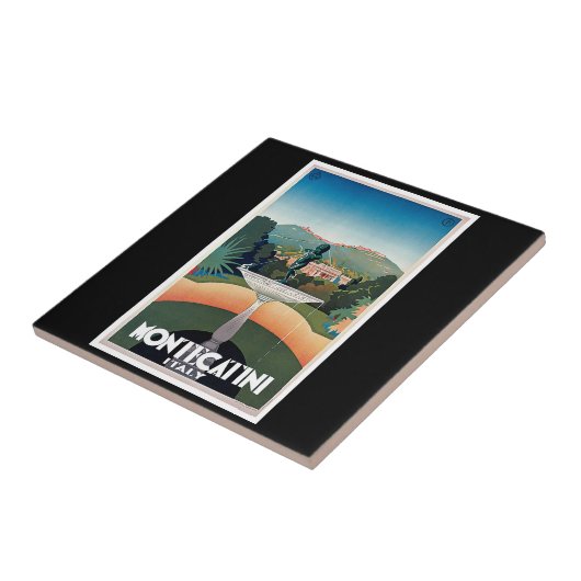 Montecatiniのイタリアのヴィンテージ旅行ポスター タイル (側面)