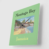 Montego Bay,ジャマイカヴィンテージ写真 – Doctor's Cave スクエア壁時計 (傾斜)