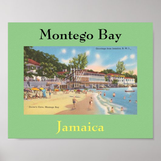 Montego Bay，ジャマイカヴィンテージ写真 – Doctor's Cave ポスター (正面)