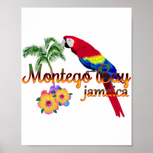Montego Bay Jamaica Tropical Parrot ポスター (正面)