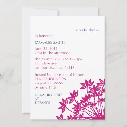 MONTELUCIAの招待状明るい赤紫色海軍 招待状 (正面)