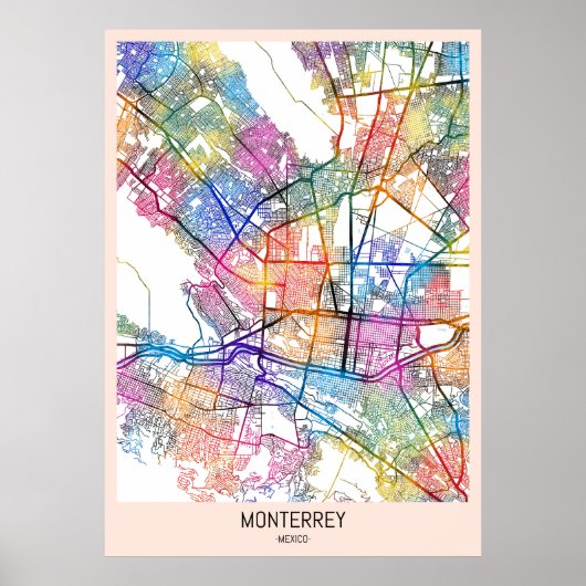 Monterrey Mexico City Map ポスター (正面)