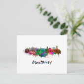 Monterrey skyline in watercolor ポストカード (スタンド正面)