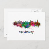 Monterrey skyline in watercolor ポストカード (正面/裏面)