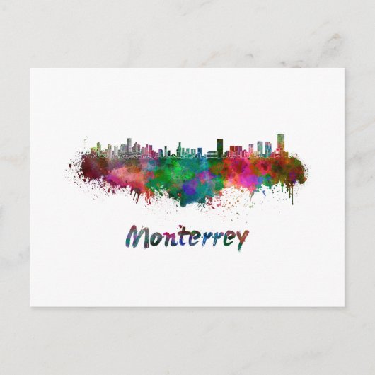 Monterrey skyline in watercolor ポストカード (正面)