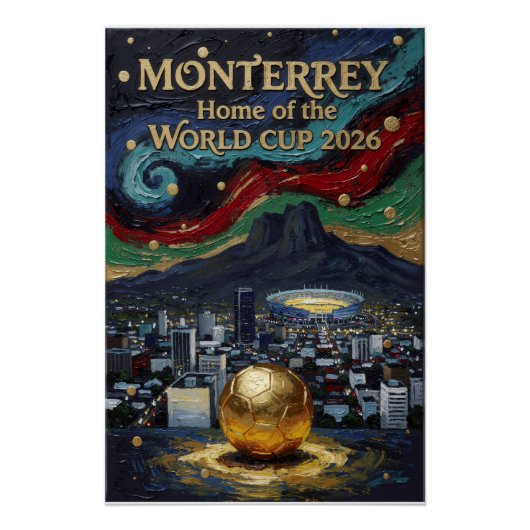 Monterrey Soccer Art 2026 Stadium City Design ポスター (正面)