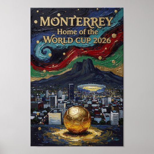 Monterrey Soccer Art 2026 Stadium City Design ポスター (正面)