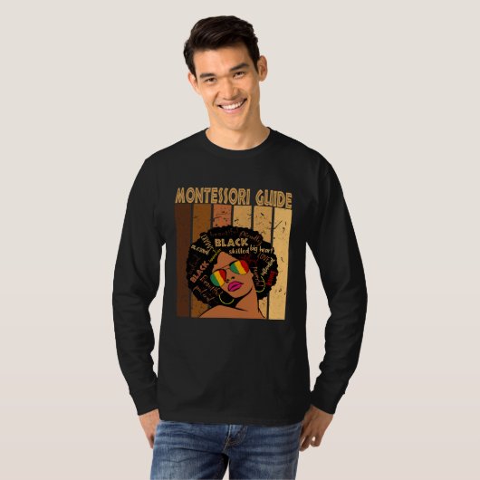 Montessori Guide Afro African American Black Histo Tシャツ (正面フル)