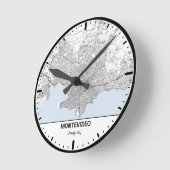 Montevideo Clock City Line Art ラウンド壁時計 (傾斜)