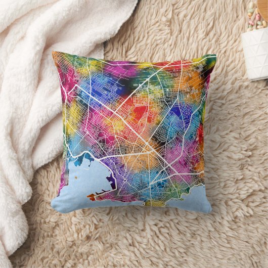 Montevideo Uruguay City Map クッション (ブランケット)