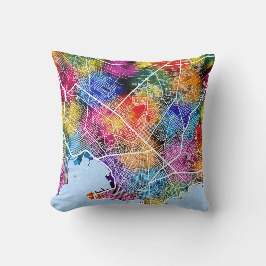 Montevideo Uruguay City Map クッション (正面)