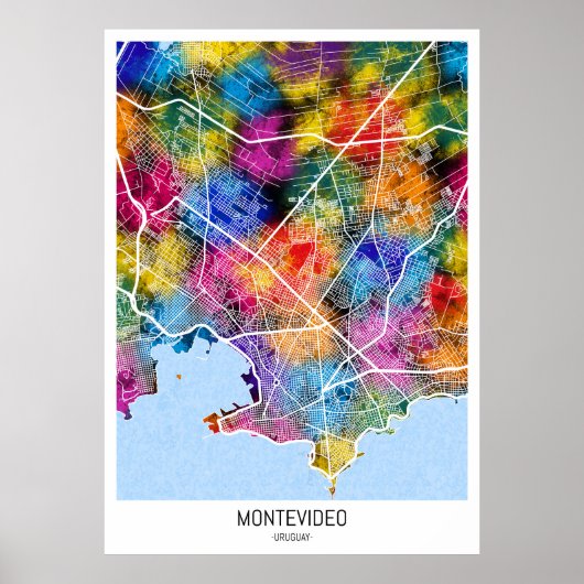 Montevideo Uruguay City Map ポスター (正面)