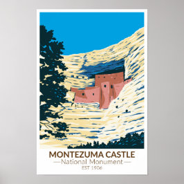 Montezuma Castle National Monument Arizona Vintage ポスター