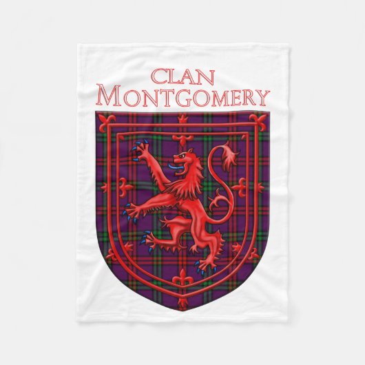 Montgomery Tartan Scottish Plaid Lion Rampant フリースブランケット (正面)