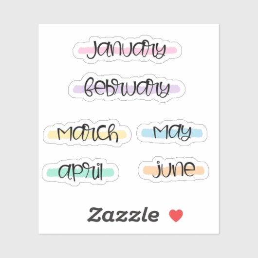 Month Name Headers -Highlight- (Jan to June)  シール (シート)