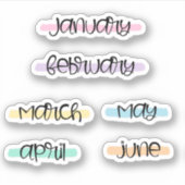 Month Name Headers -Highlight- (Jan to June)  シール (正面)