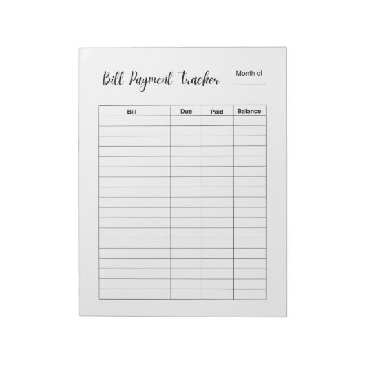 Monthly Bill Payment Tracker ノートパッド (回転)