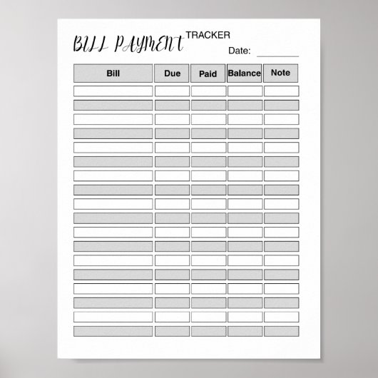 Monthly Bill Payment Tracker Log ポスター (正面)