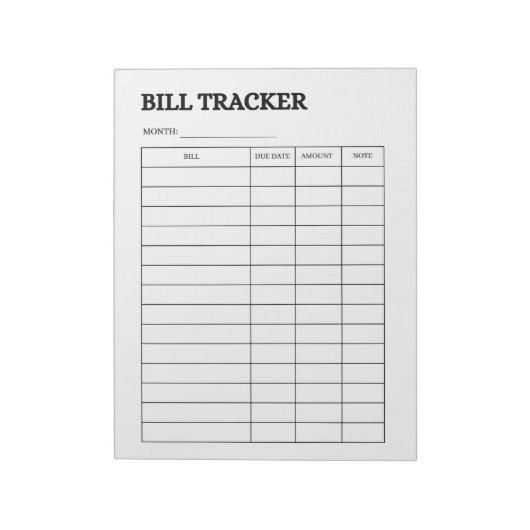 Monthly Bill Tracker Notepad ノートパッド (回転)
