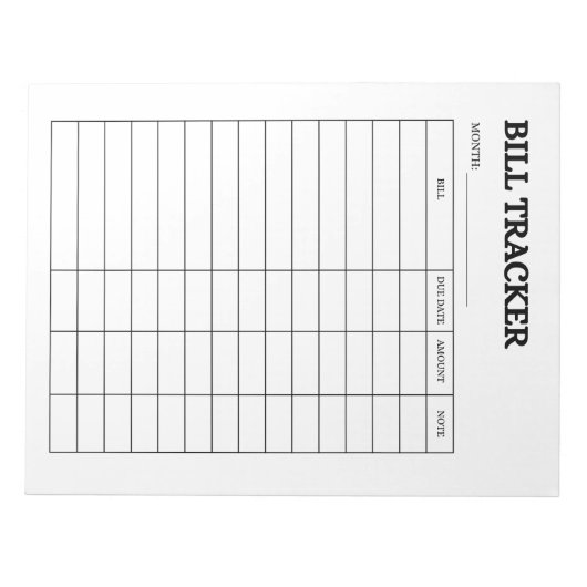 Monthly Bill Tracker Notepad ノートパッド (正面)