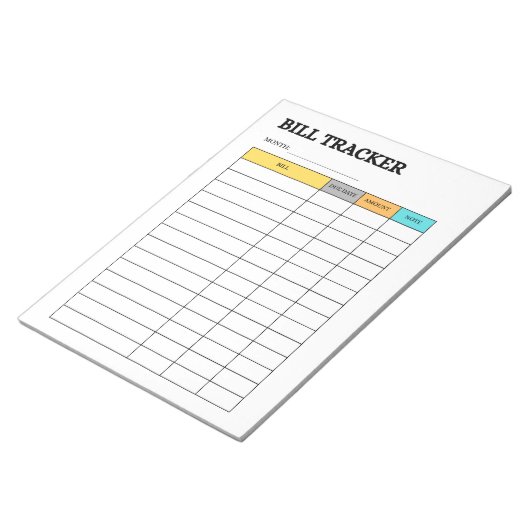 Monthly Bill Tracker Notepad ノートパッド (アングル)