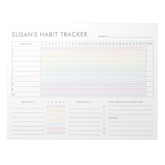 Monthly Clusion Tracker - Rainbow Minimalistメモ帳 ノートパッド (正面)