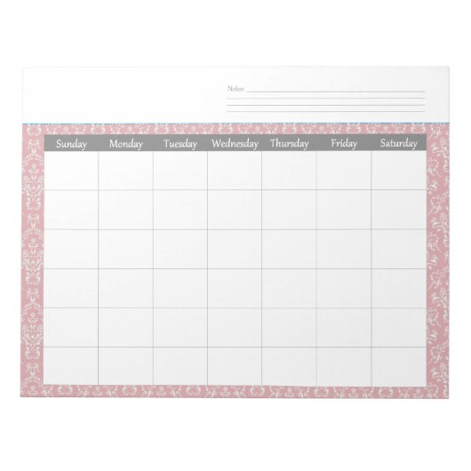 Monthly Coral Damaskカレンダープランナーメモ帳 ノートパッド (正面)