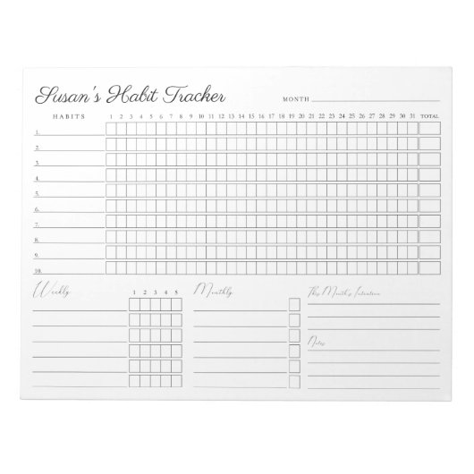 Monthly Crime Tracker – ミニマルモダンリストメモ帳 ノートパッド (正面)