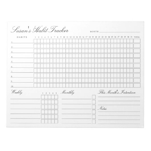 Monthly Crime Tracker – ミニマルモダンリストメモ帳 ノートパッド (正面)