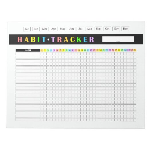 Monthly Habit Tracker Rainbow ノートパッド (正面)