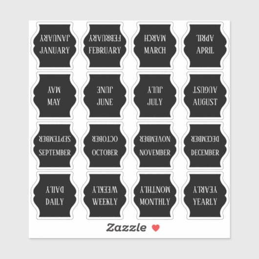 Monthly Index Tab Black Bujo Planner Foldable シール (シート)