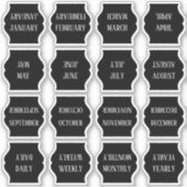 Monthly Index Tab Black Bujo Planner Foldable シール (正面)