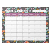 Monthly Planner Spring Colorful Flowers ノートパッド (正面)