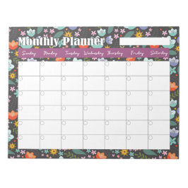 Monthly Planner Spring Colorful Flowers  ノートパッド