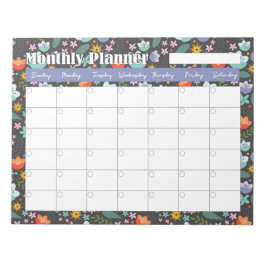 Monthly Planner Spring Colorful Flowers  ノートパッド