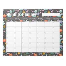 Monthly Planner Spring Colorful Flowers  ノートパッド