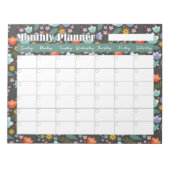 Monthly Planner Spring Colorful Flowers ノートパッド (正面)