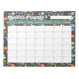 Monthly Planner Spring Colorful Flowers  ノートパッド