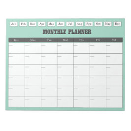 Monthly Planner Teal Simple Calendar ノートパッド
