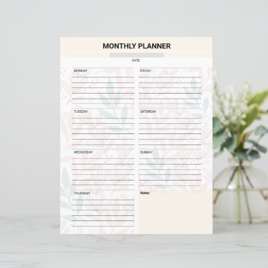 Monthly Planner Template (スタンド正面)