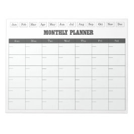 Monthly Planner White Simple Calendar ノートパッド